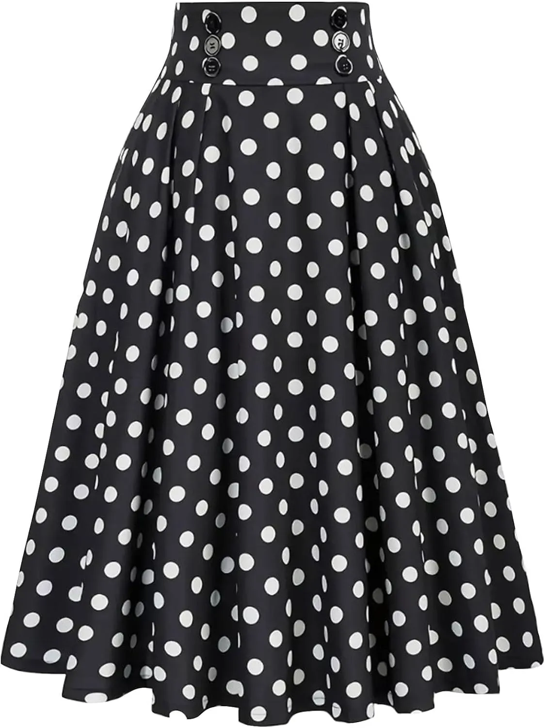 Women's Trendy Skirts Vintage Inspired Polka Dot Flared Sundress with Button Detailing 2025 Boho Maxi Formal Skirt