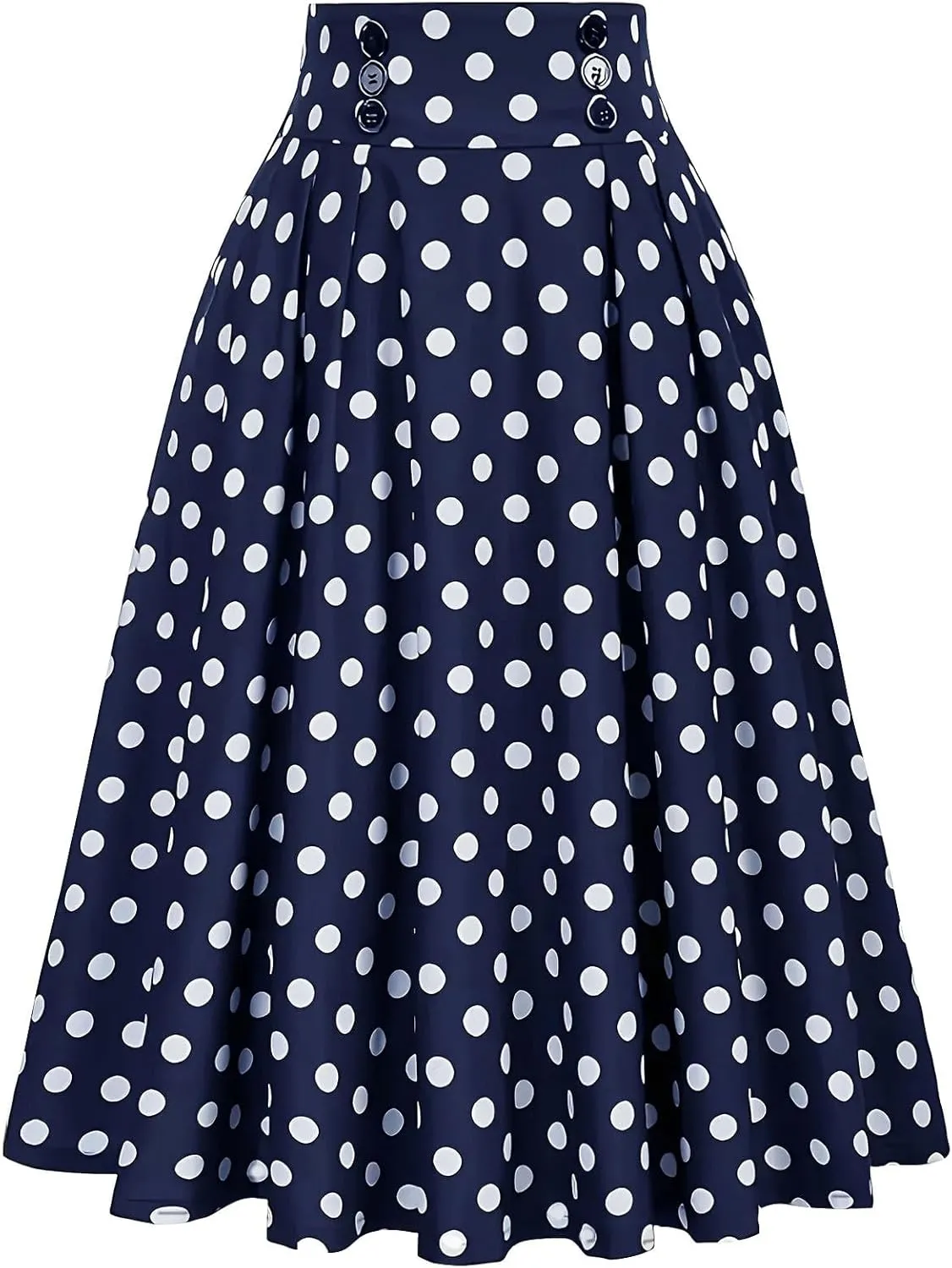Women's Trendy Skirts Vintage Inspired Polka Dot Flared Sundress with Button Detailing 2025 Boho Maxi Formal Skirt