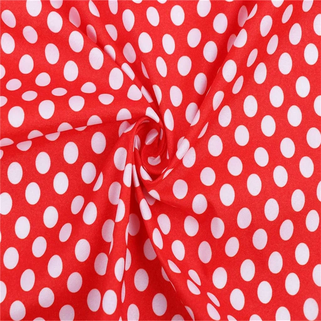 Women's V-Neck Sleeveless Vintage Dot Print Summer Beach Dress