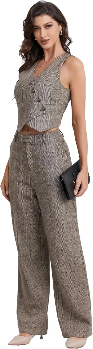 Women's V-Neck Vest and Suit Pants - Multifunctional Casual Office wear