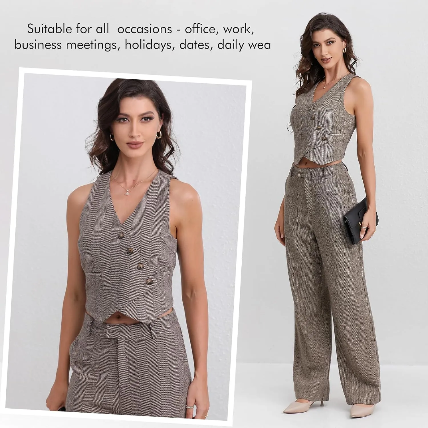 Women's V-Neck Vest and Suit Pants - Multifunctional Casual Office wear