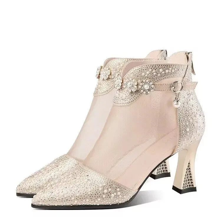 Women's Versatile Thick Heel Flower Shoes