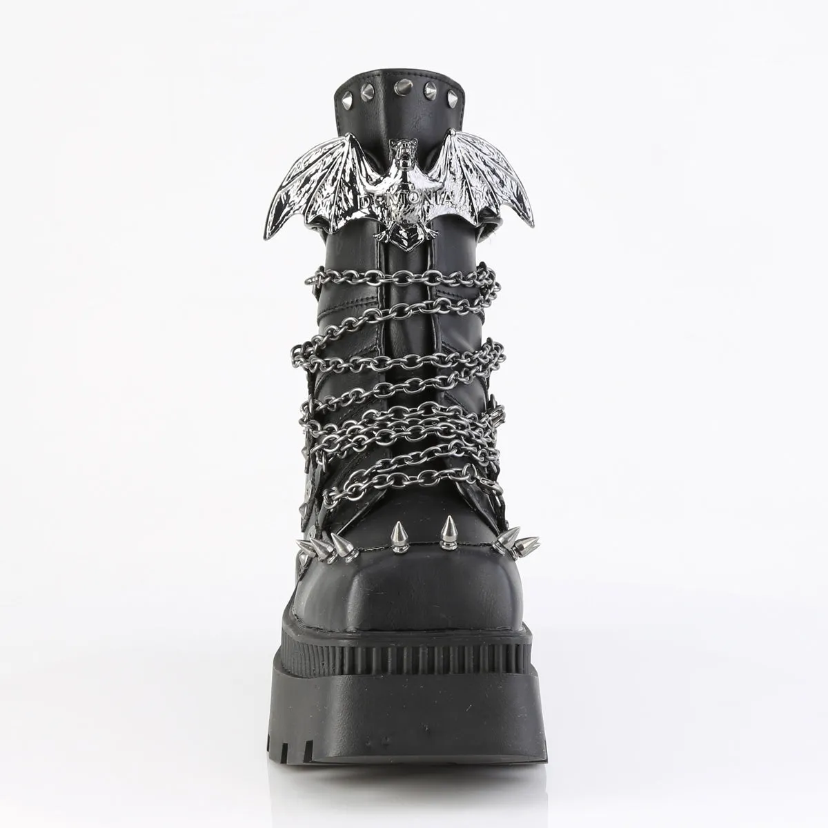WRATH-55 DemoniaCult Black Vegan Leather Sexy Women's Ankle Boots (Alternative Footwear)