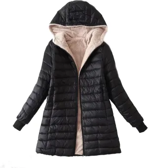 XUNRYAN Sherpa Fleece Jackets for Women Trendy Puffer Jacket Zip Up Packable Quilted Lightweight Winter Down Coats Short
