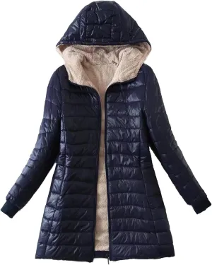 XUNRYAN Sherpa Fleece Jackets for Women Trendy Puffer Jacket Zip Up Packable Quilted Lightweight Winter Down Coats Short