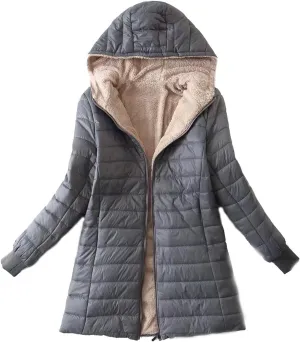 XUNRYAN Sherpa Fleece Jackets for Women Trendy Puffer Jacket Zip Up Packable Quilted Lightweight Winter Down Coats Short