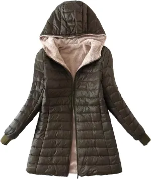 XUNRYAN Sherpa Fleece Jackets for Women Trendy Puffer Jacket Zip Up Packable Quilted Lightweight Winter Down Coats Short