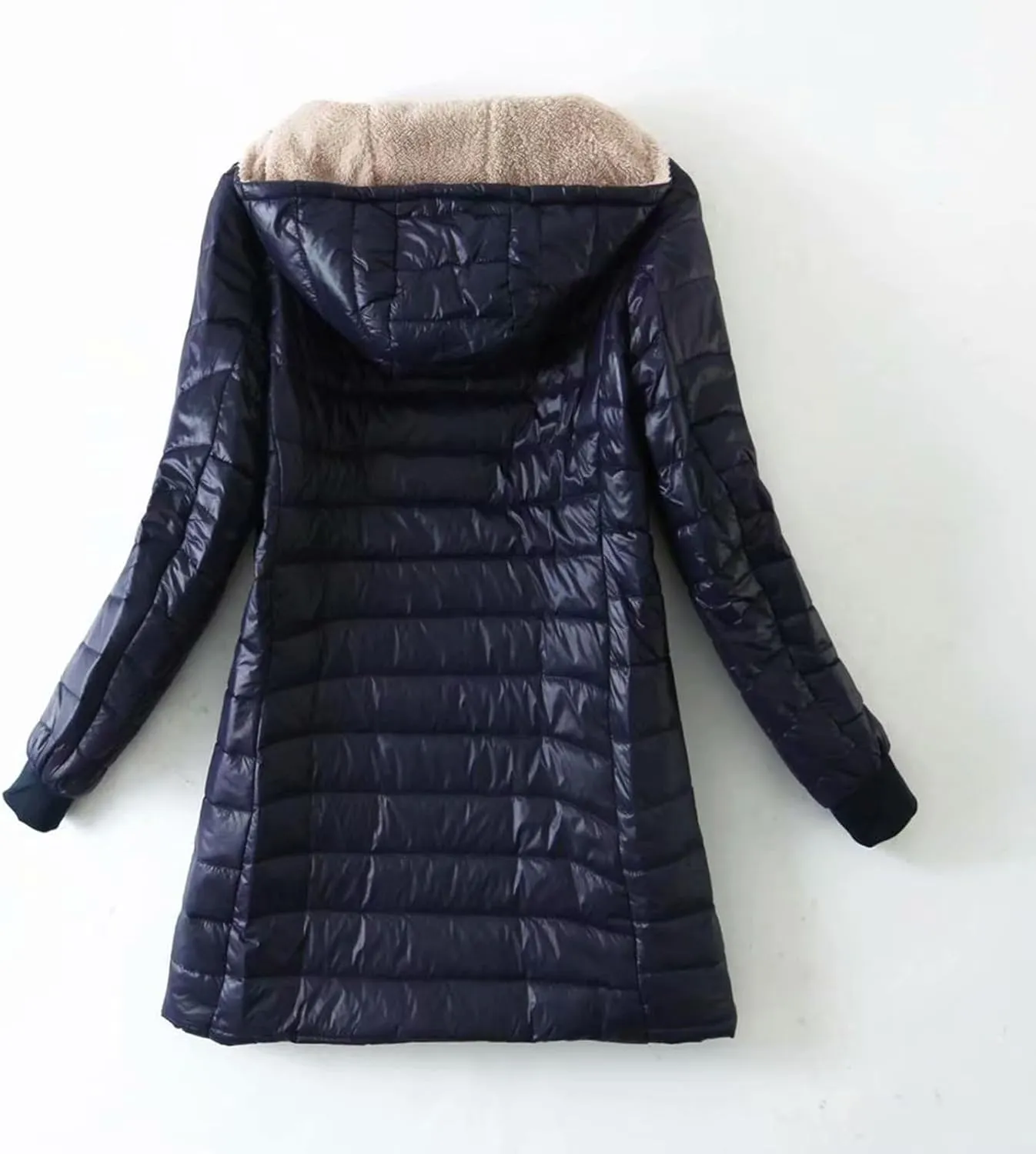 XUNRYAN Sherpa Fleece Jackets for Women Trendy Puffer Jacket Zip Up Packable Quilted Lightweight Winter Down Coats Short