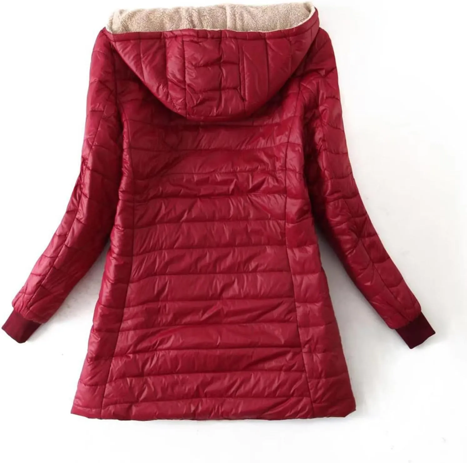 XUNRYAN Sherpa Fleece Jackets for Women Trendy Puffer Jacket Zip Up Packable Quilted Lightweight Winter Down Coats Short