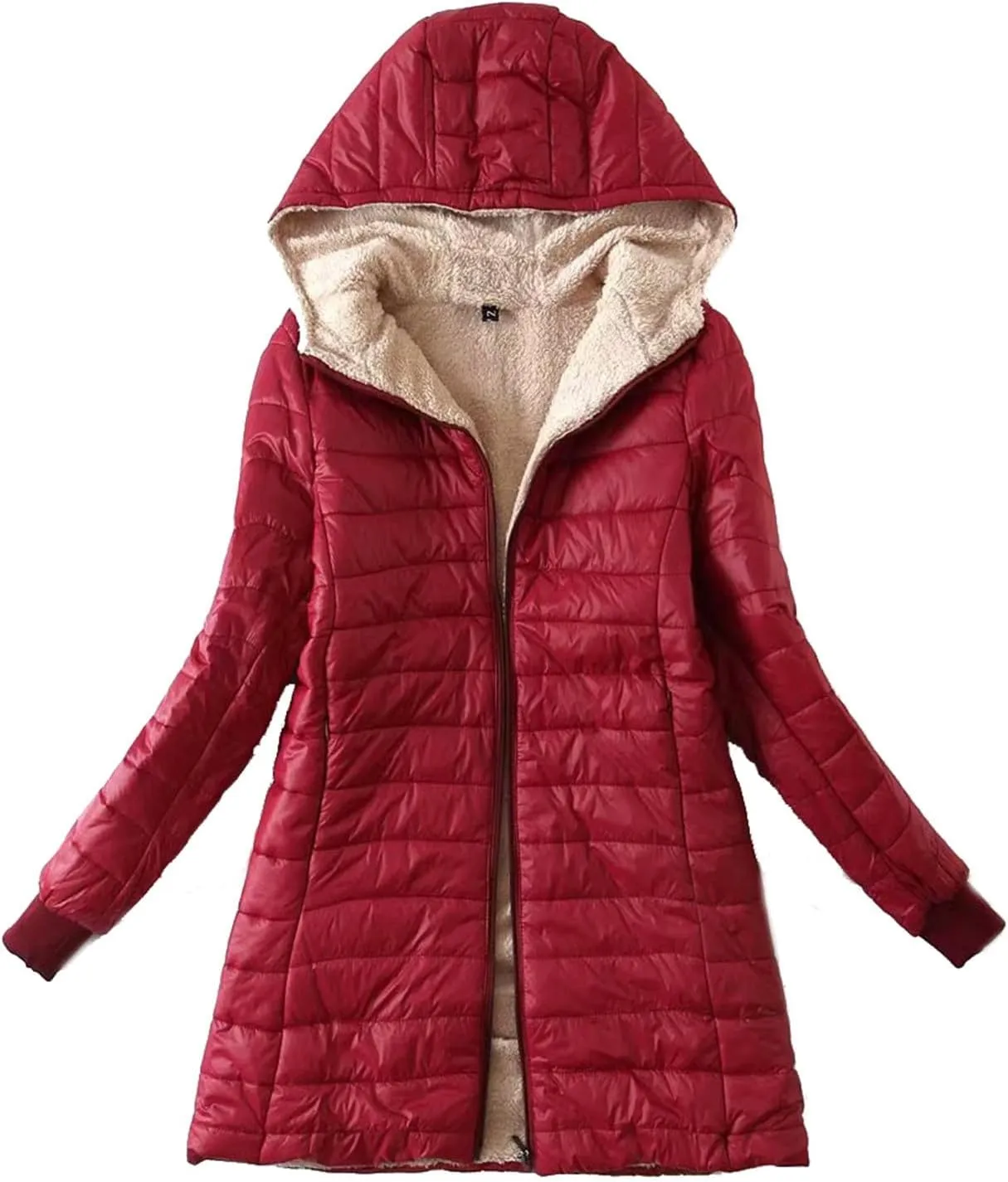 XUNRYAN Sherpa Fleece Jackets for Women Trendy Puffer Jacket Zip Up Packable Quilted Lightweight Winter Down Coats Short