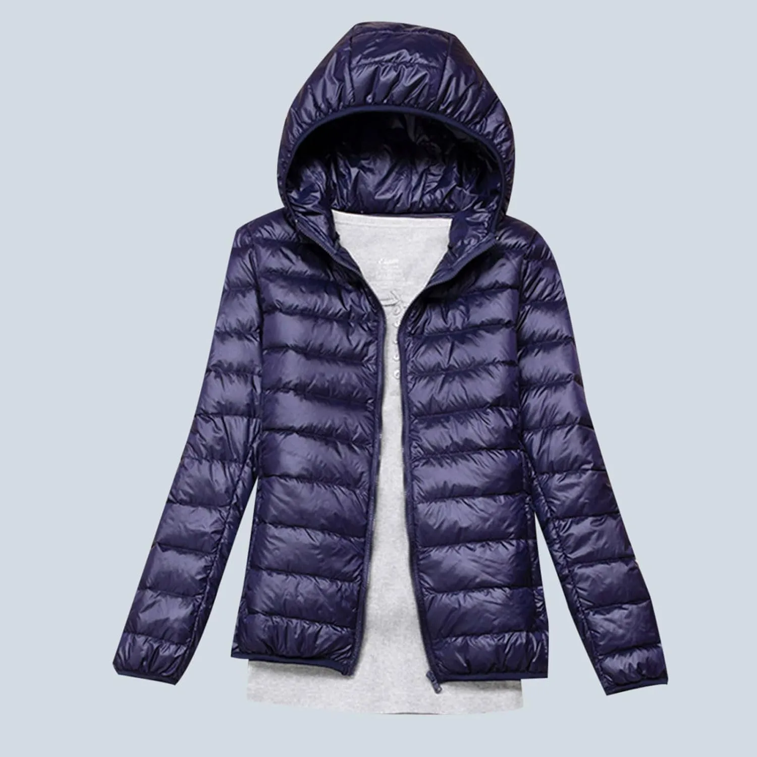 XUNRYAN Teen Girls Puffer Jacket Quilted Lightweight Winter Warm Down Coat Zip Up Hooded Outerwear Petite Women Clothes