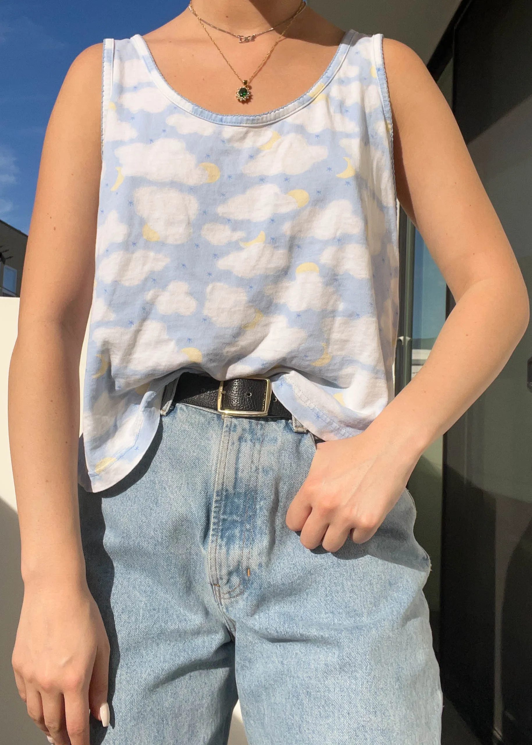 Y2k Moon & Clouds Tank (L)