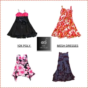 Y2K POLY MESH DRESSES (PINK & RED) - 11 PCS