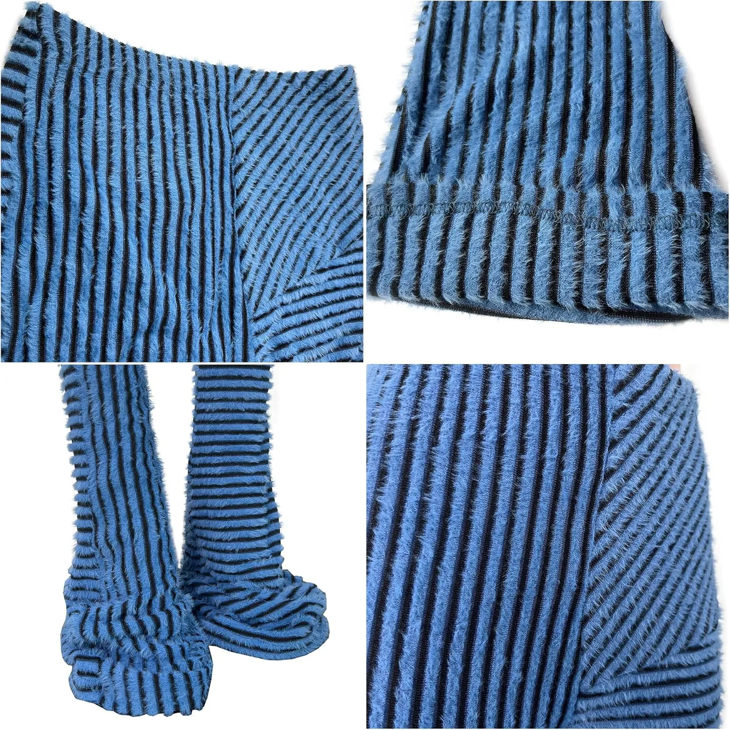 YOOTIKO Women Stacked Pants Flare Sweatpants High Waisted Striped Fuzzy Lounge Butt Lifting Leggings