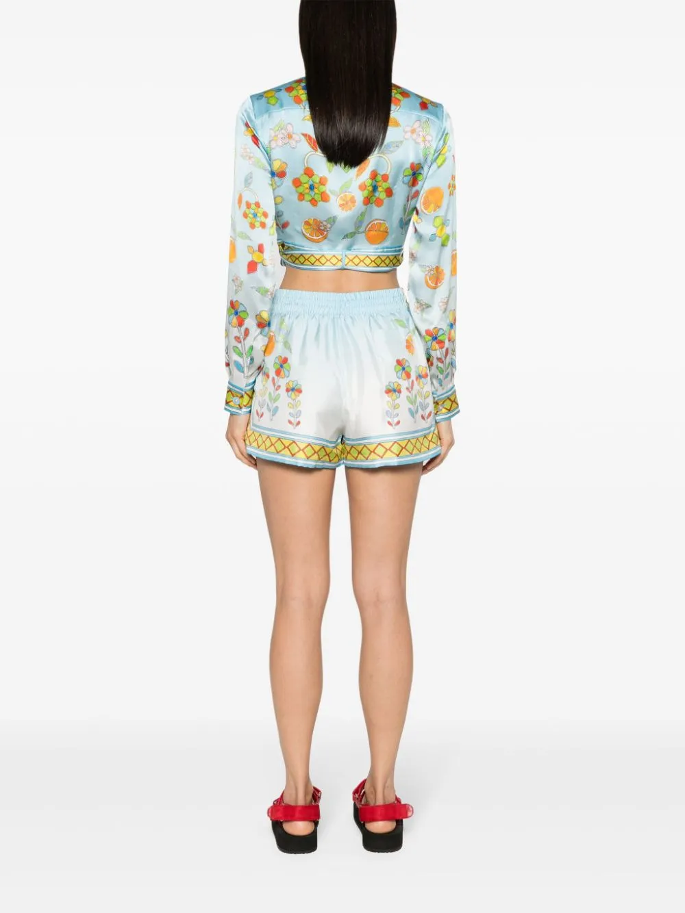 Yoruba Flowers-print wrap blouse