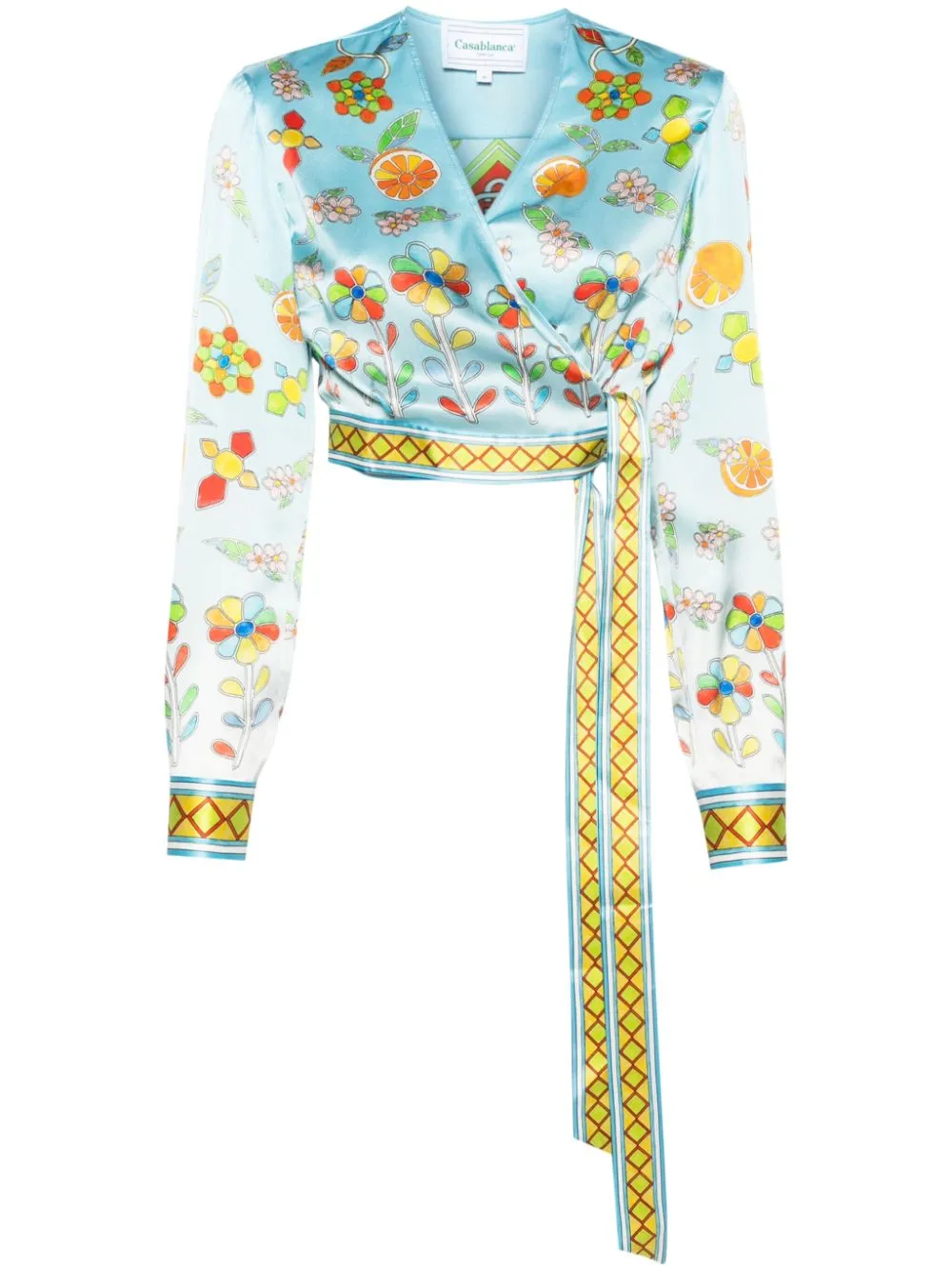 Yoruba Flowers-print wrap blouse