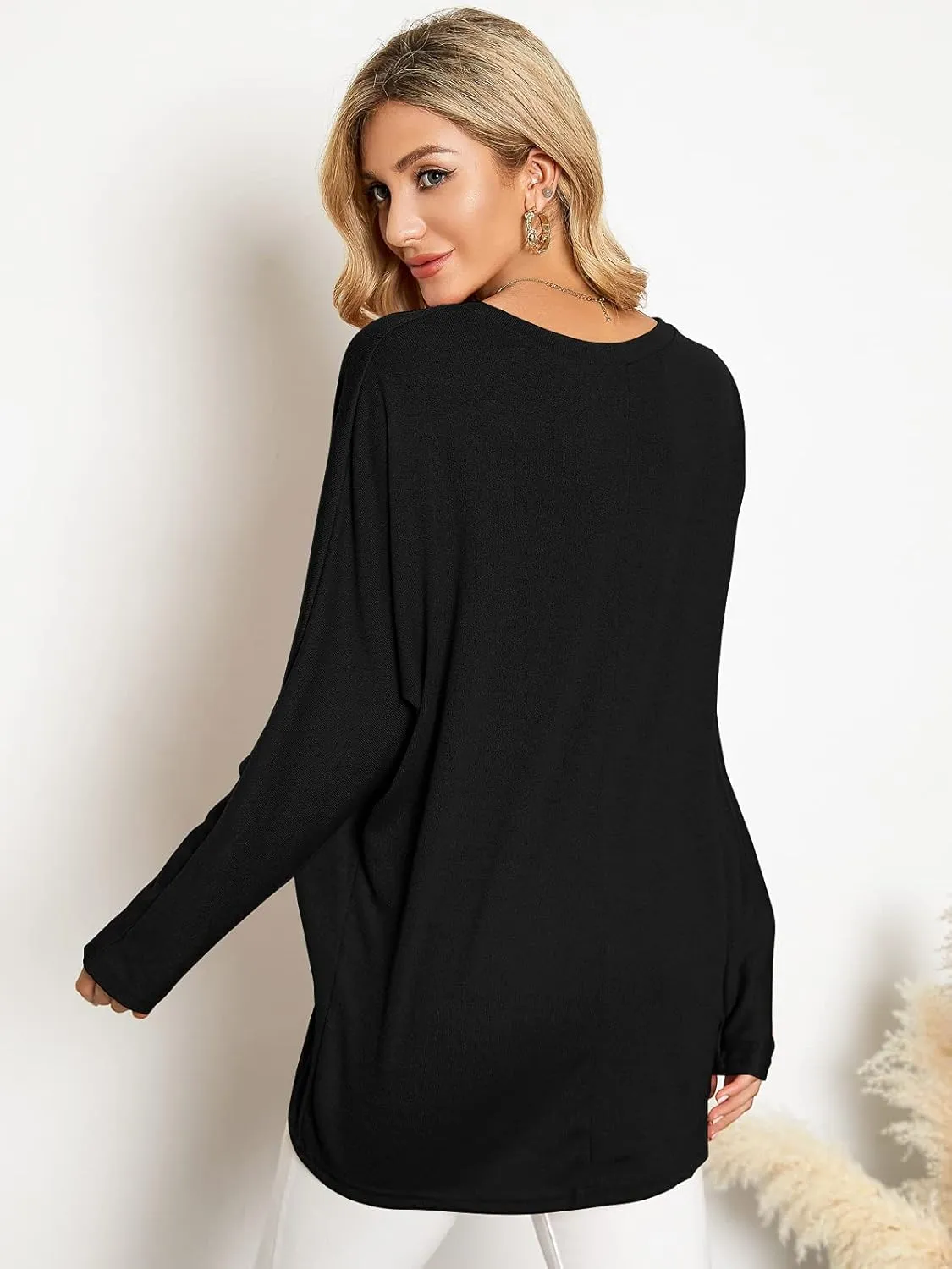 ZANZEA Women's Off-Shoulder Batwing Sleeve Blouse Casual Loose Oversized Baggy T-Shirt Sweater Pullover Top