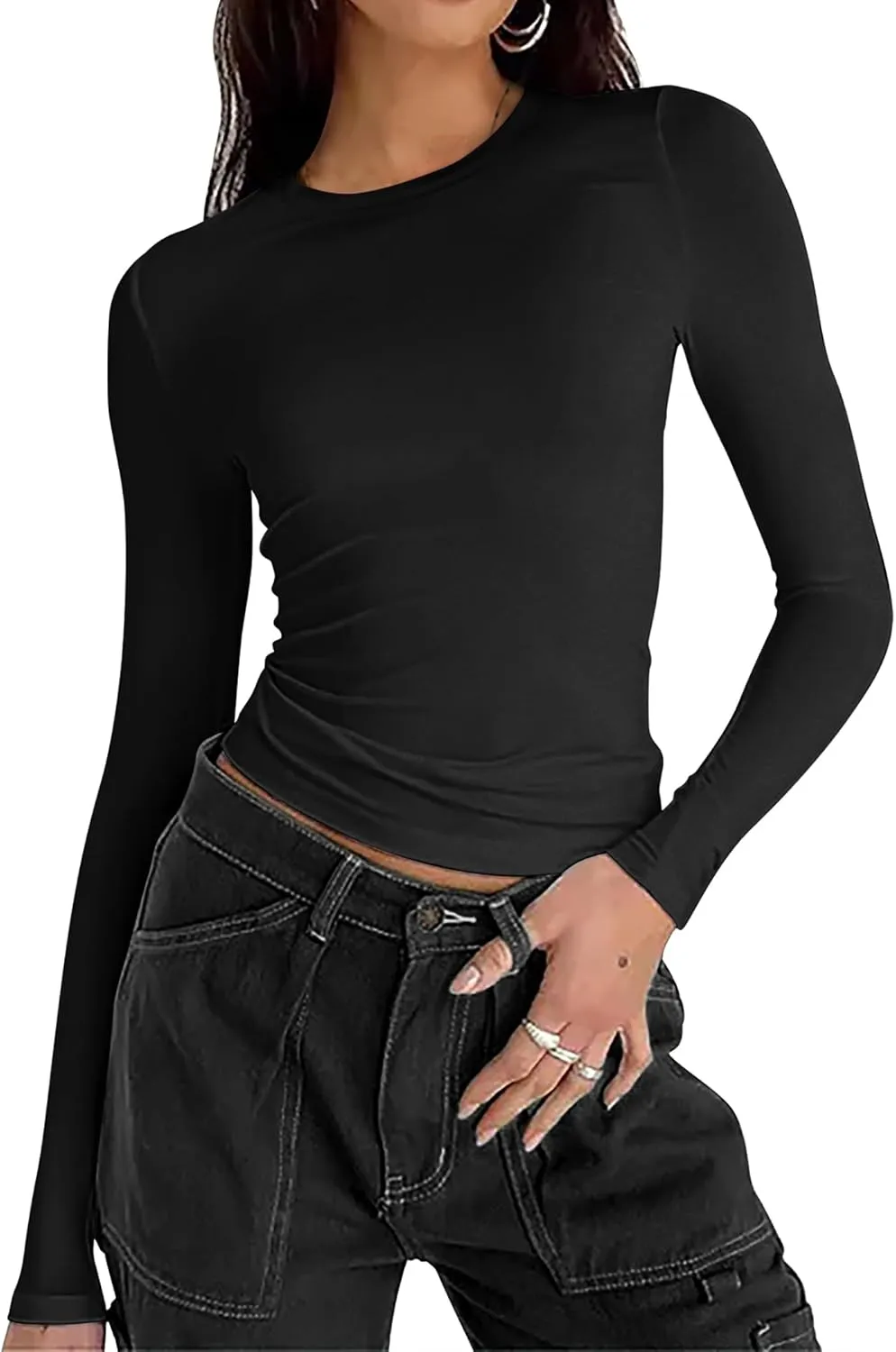 Zeagoo Women's Basic T-Shirt Long Sleeve Y2K Crop Tops (DE Only)