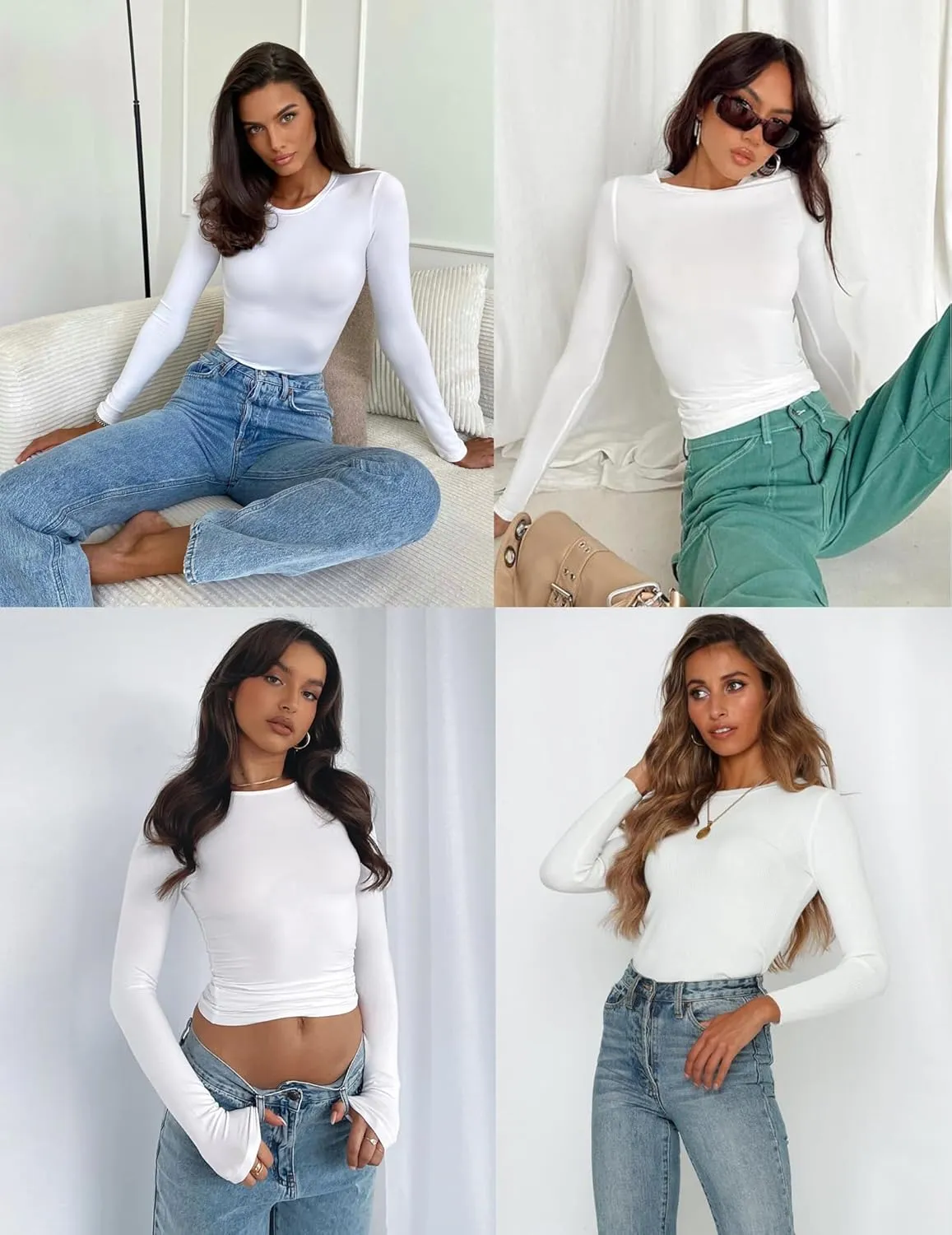 Zeagoo Women's Basic T-Shirt Long Sleeve Y2K Crop Tops (DE Only)