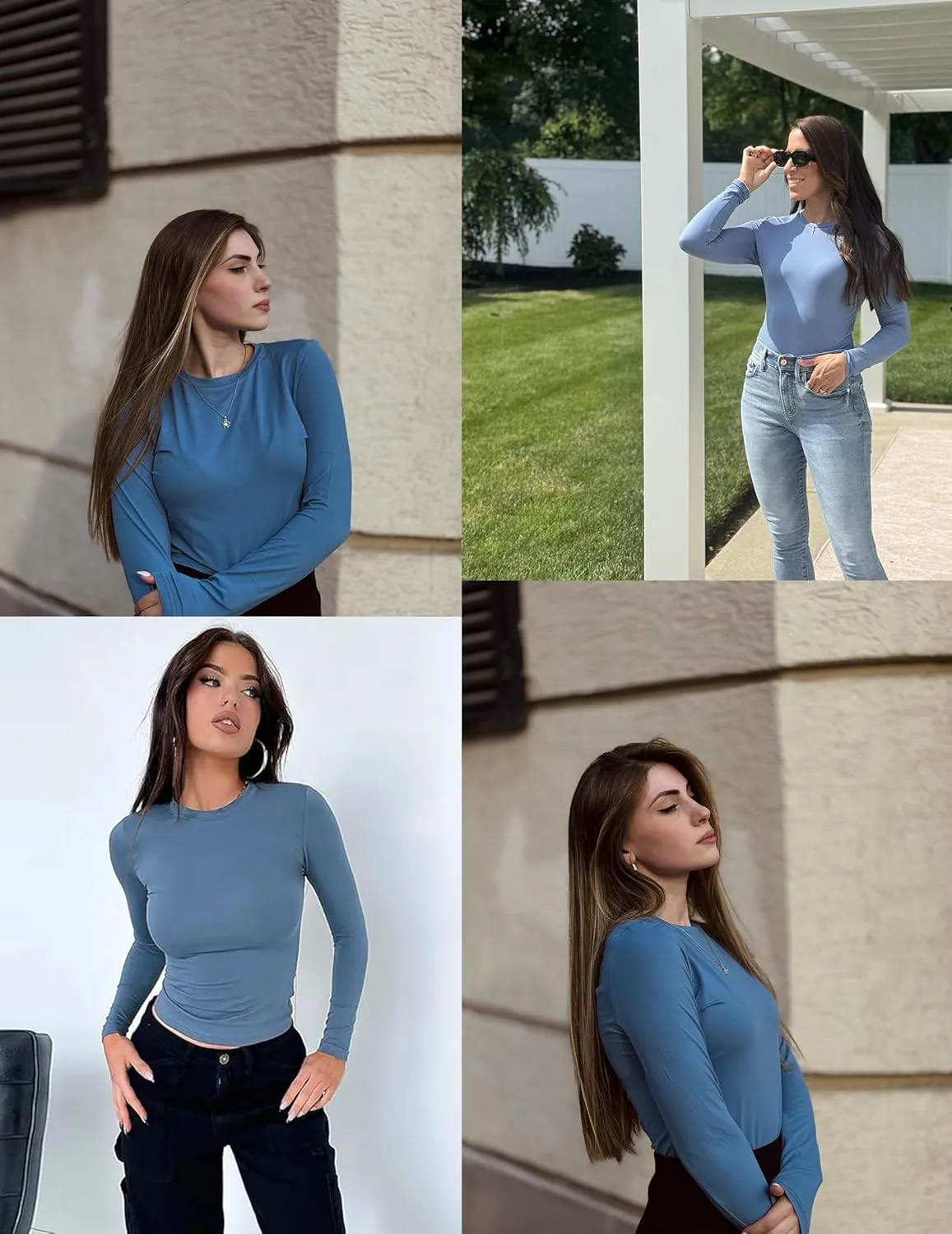 Zeagoo Women's Basic T-Shirt Long Sleeve Y2K Crop Tops (DE Only)