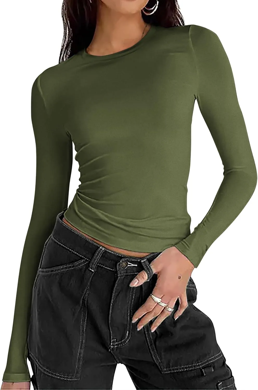 Zeagoo Women's Basic T-Shirt Long Sleeve Y2K Crop Tops (DE Only)